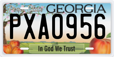 GA license plate PXA0956