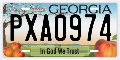 GA license plate PXA0974