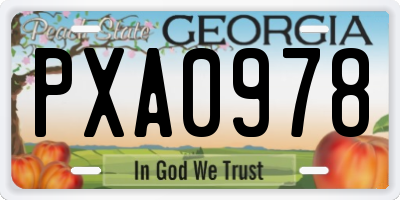 GA license plate PXA0978
