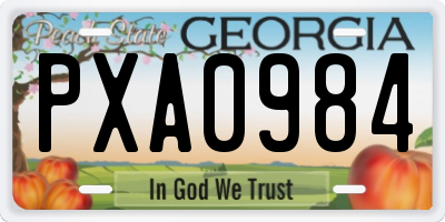 GA license plate PXA0984