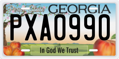 GA license plate PXA0990