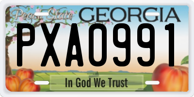 GA license plate PXA0991