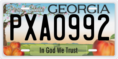 GA license plate PXA0992