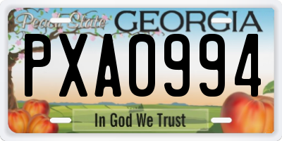 GA license plate PXA0994