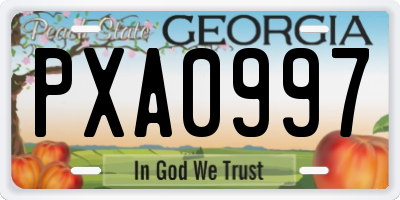 GA license plate PXA0997