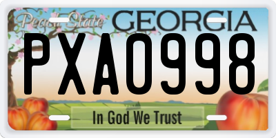 GA license plate PXA0998