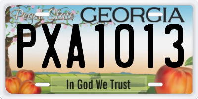 GA license plate PXA1013