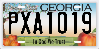 GA license plate PXA1019