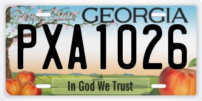 GA license plate PXA1026