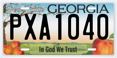 GA license plate PXA1040