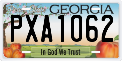 GA license plate PXA1062
