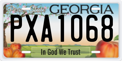 GA license plate PXA1068