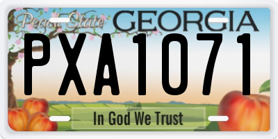 GA license plate PXA1071