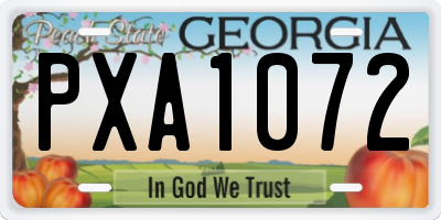 GA license plate PXA1072