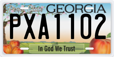 GA license plate PXA1102