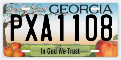 GA license plate PXA1108