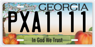 GA license plate PXA1111