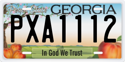 GA license plate PXA1112