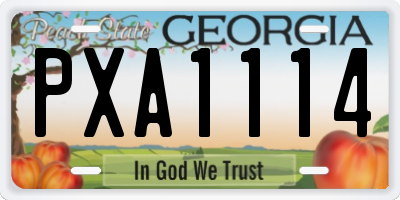 GA license plate PXA1114