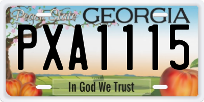 GA license plate PXA1115