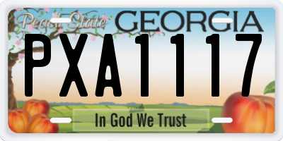 GA license plate PXA1117