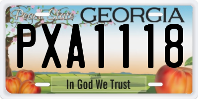 GA license plate PXA1118