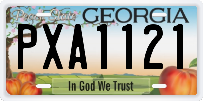 GA license plate PXA1121