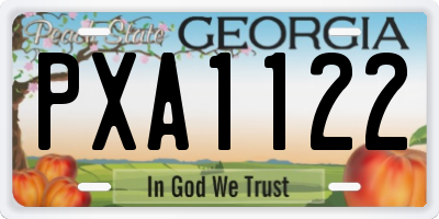 GA license plate PXA1122