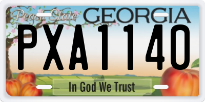 GA license plate PXA1140