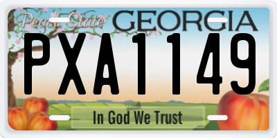 GA license plate PXA1149