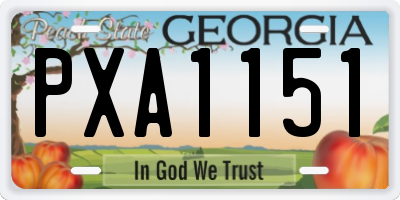 GA license plate PXA1151