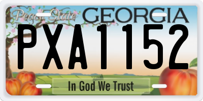 GA license plate PXA1152