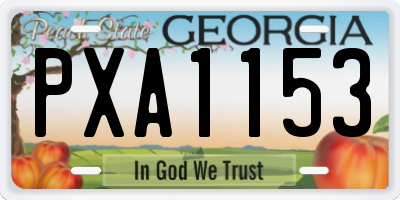 GA license plate PXA1153