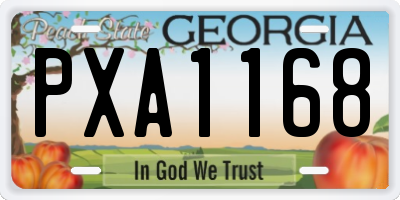 GA license plate PXA1168