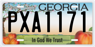 GA license plate PXA1171