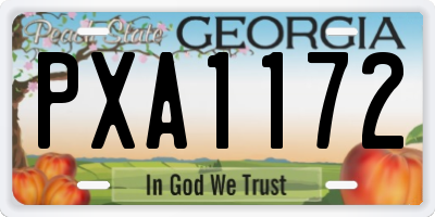 GA license plate PXA1172