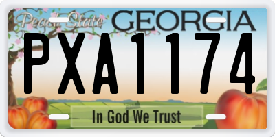 GA license plate PXA1174
