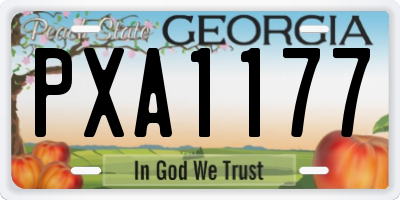 GA license plate PXA1177