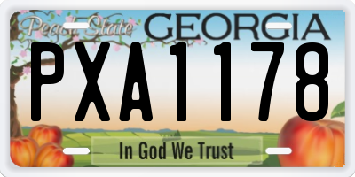 GA license plate PXA1178
