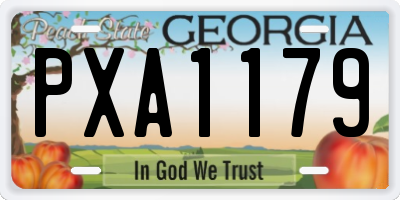 GA license plate PXA1179