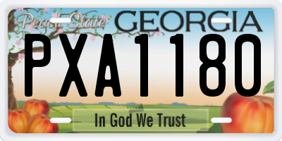 GA license plate PXA1180