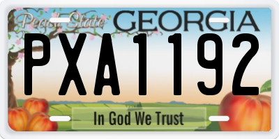 GA license plate PXA1192
