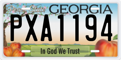 GA license plate PXA1194