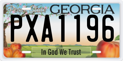 GA license plate PXA1196