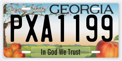 GA license plate PXA1199