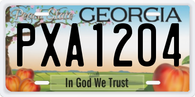 GA license plate PXA1204