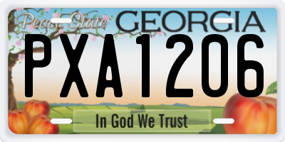 GA license plate PXA1206