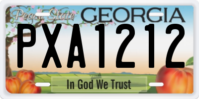 GA license plate PXA1212