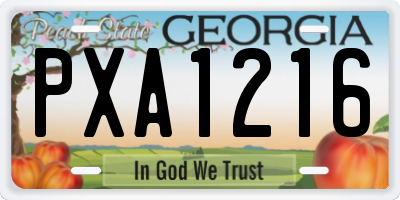 GA license plate PXA1216