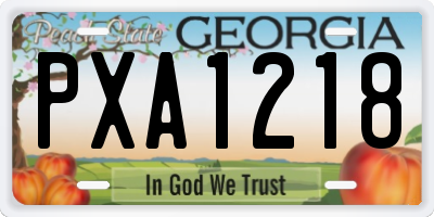 GA license plate PXA1218